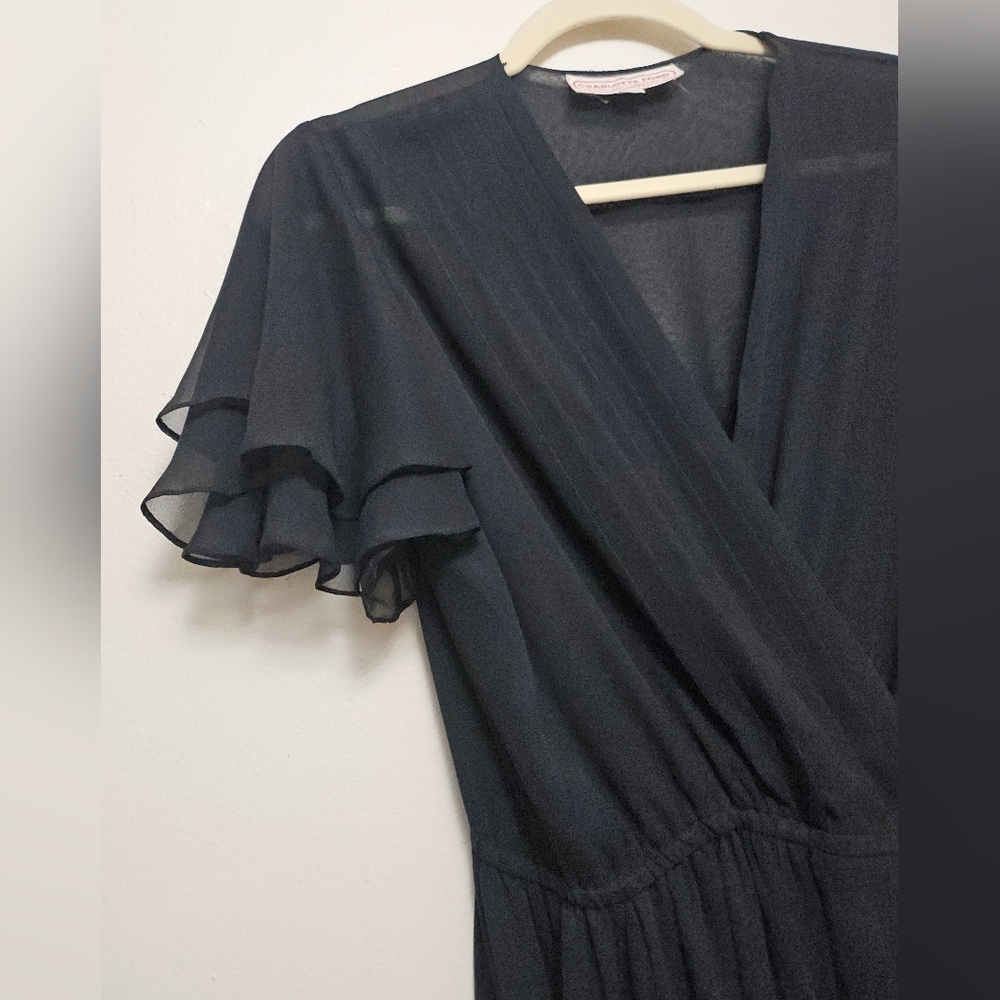 CHARLOTTE FORD a division of Don Sophisticates. Inc Wrap Dress Black Ruffle Sz 8